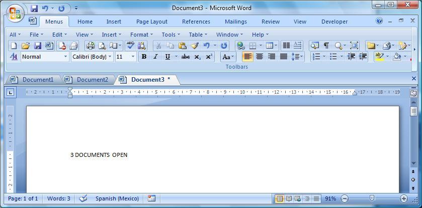 Tabbed documents