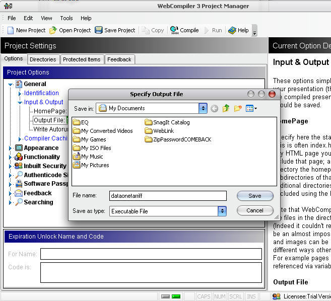 Specifying Output File