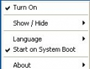 System tray menu
