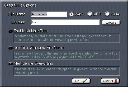 Output file options