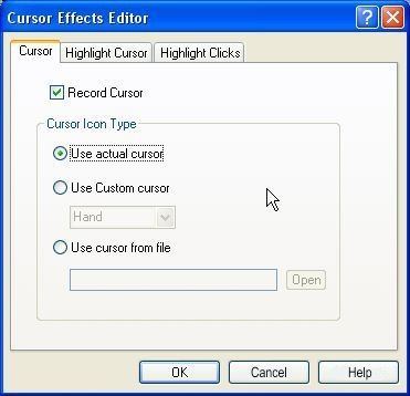 Cursor effects editor