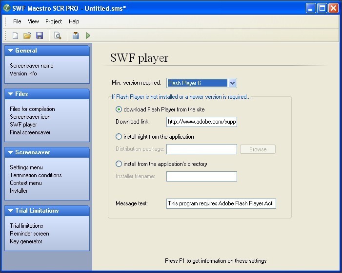 SWF Player Screen