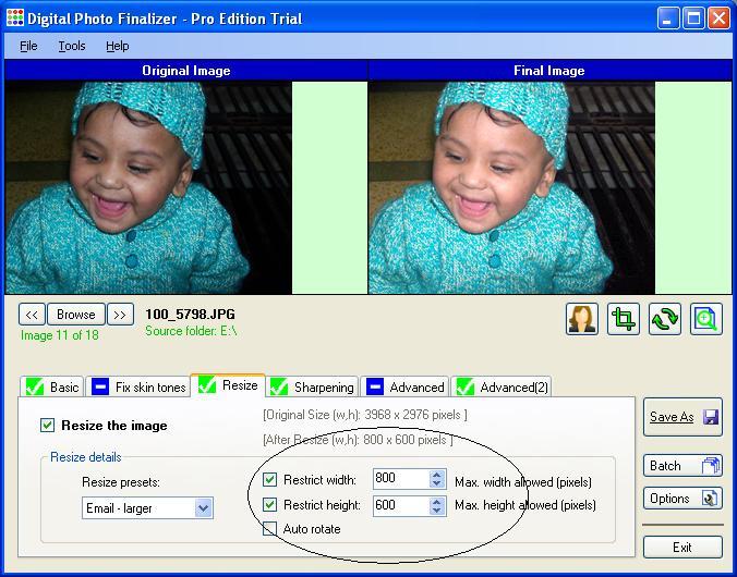 Built-in image resizer