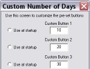 Custom number of days