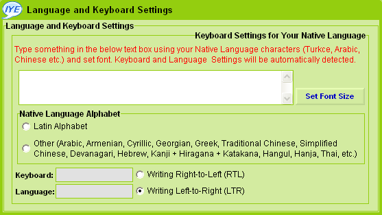 Language and Keyboard Settings
