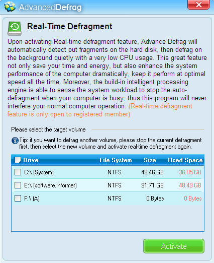 Real-Time Defragment Window