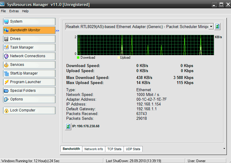 Bandwidth monitor