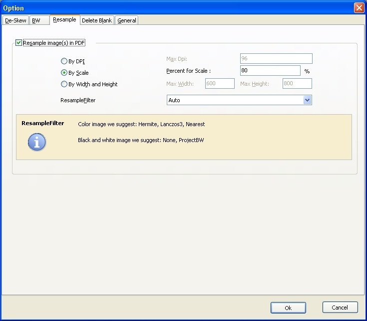 PDF Resample Options