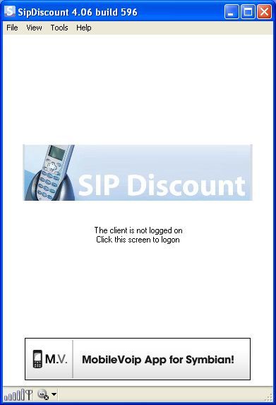 SipDiscount welcome screen