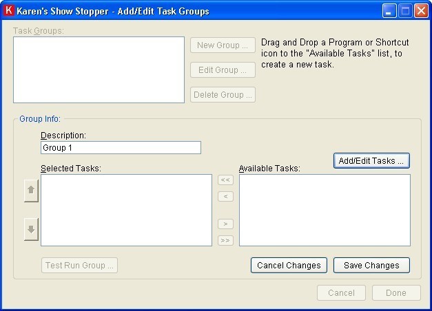 Add Task group window