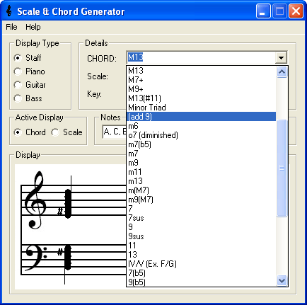 Selecting chord