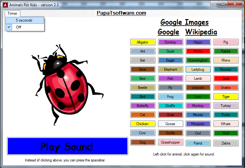 Ladybug and timer options