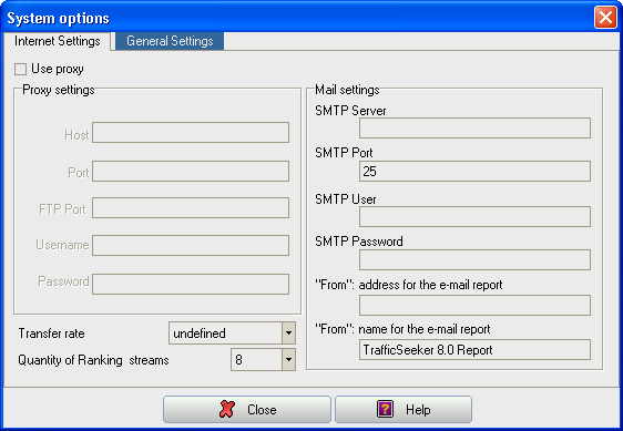 System Options Window