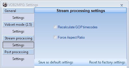 Stream Processing Settings