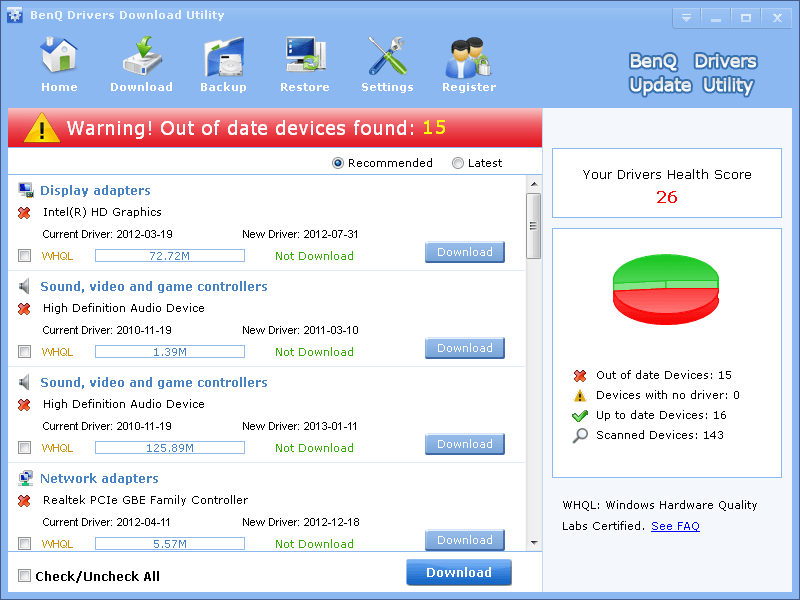 BenQ Drivers Download Utility