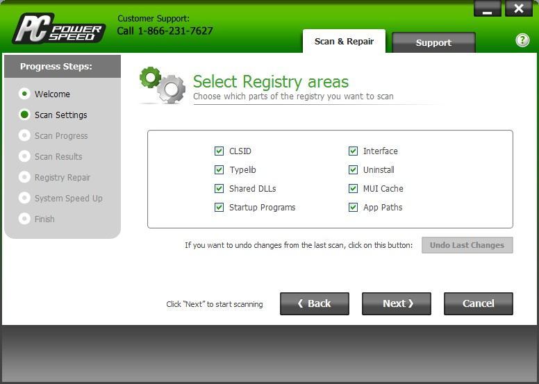 Registry Scan Settings