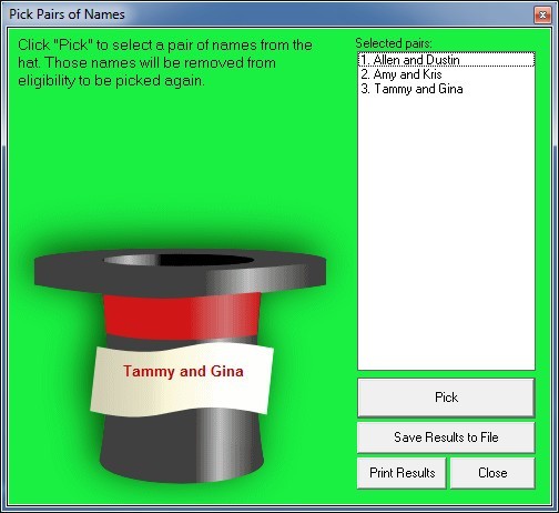Picking Pairs of Names