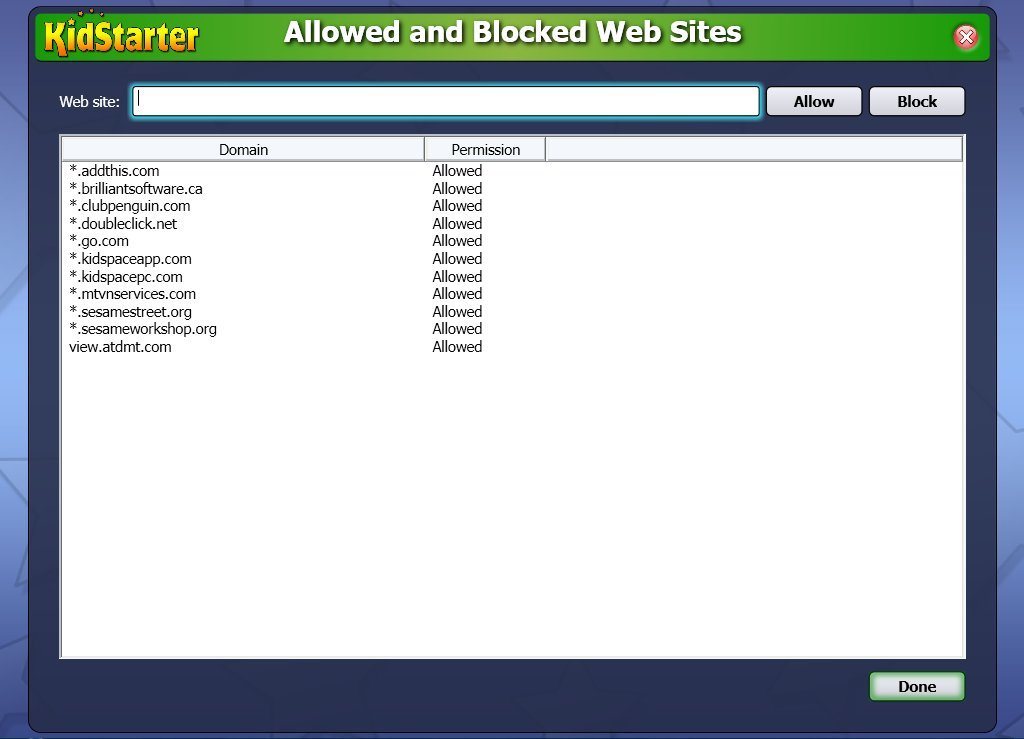 Allowes/Blocked Websites