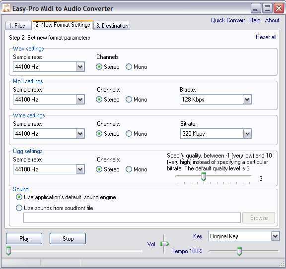 Format settings