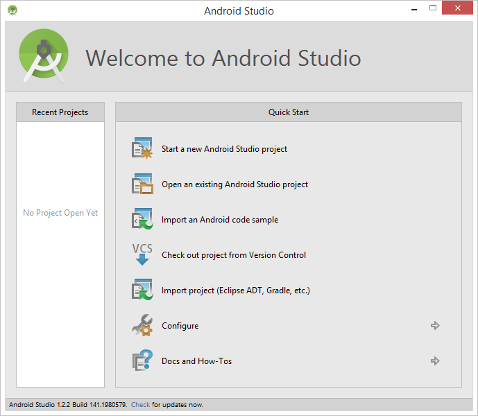 Android Studio Home