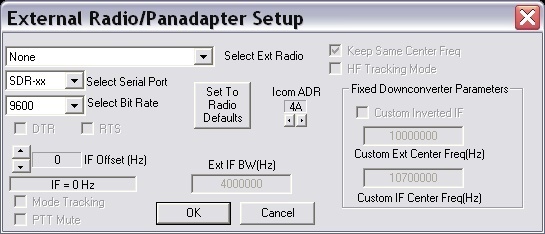 External radio setup