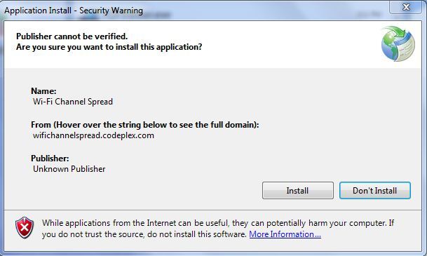 Application Install - Security Warning