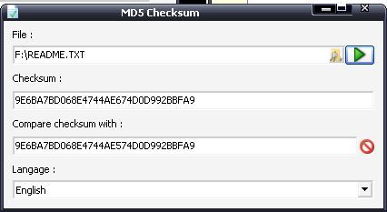 comparing different md5 checksums returns the mismatching icon