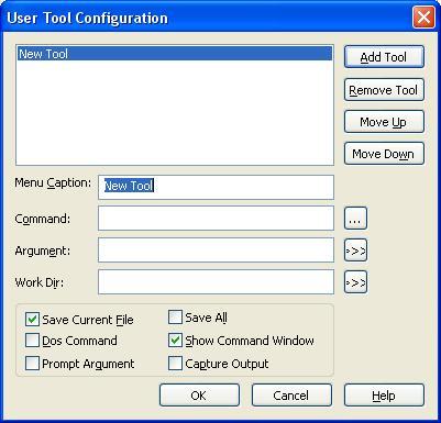 User Tool Configuration Window
