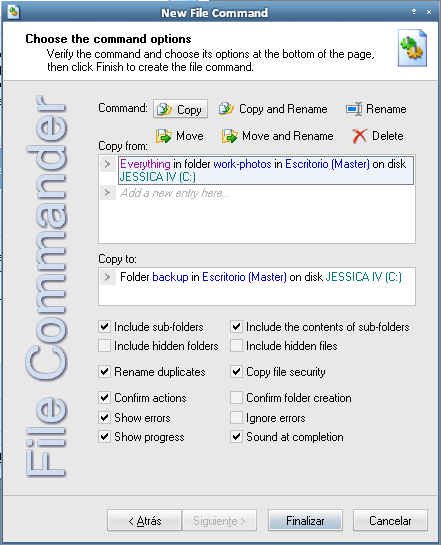 File Command Creation Wizard, Step #5.