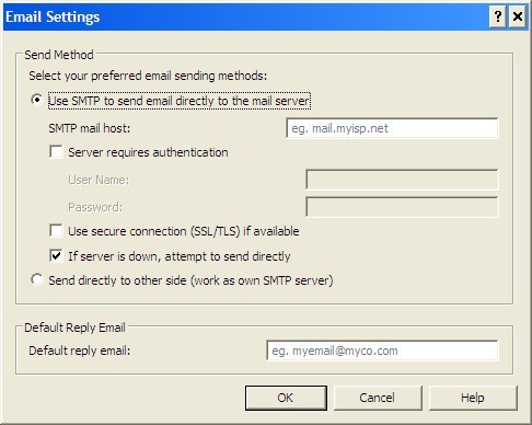 Mail Settings Window