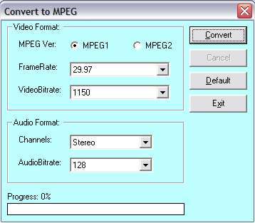 Convert to MPEG options