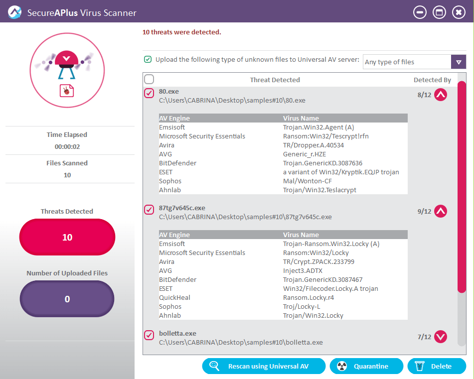 SecureAPlus Virus Scanner