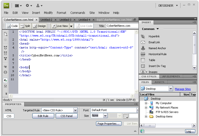 Adobe Dreamweaver C5.5 Screenshot