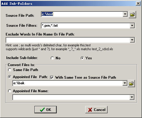 Add Folders Dialog Interface