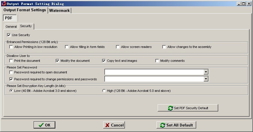 PDF Security Setting