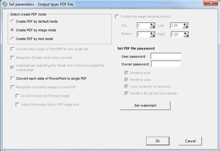 Set parameters