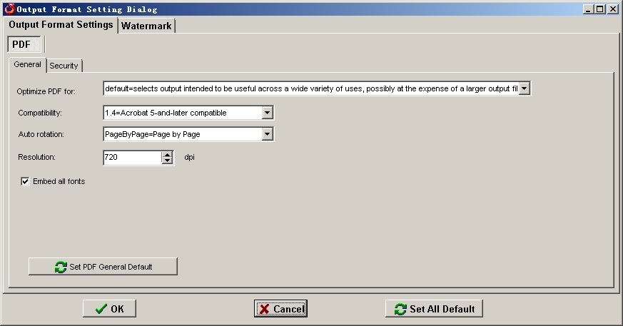 PDF General Setting