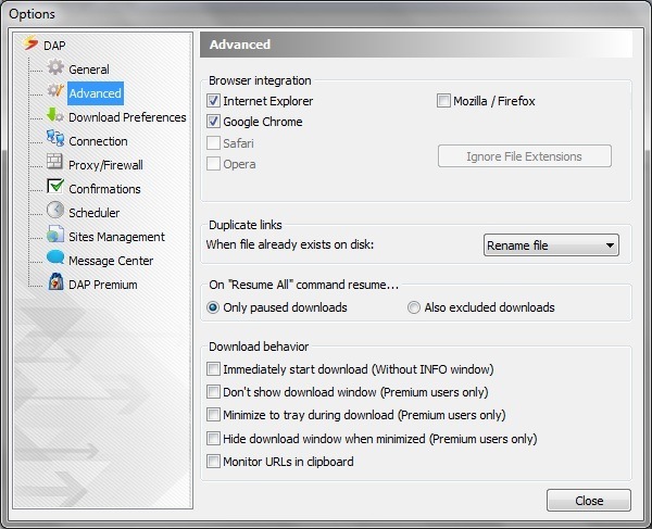 Settings Dialog