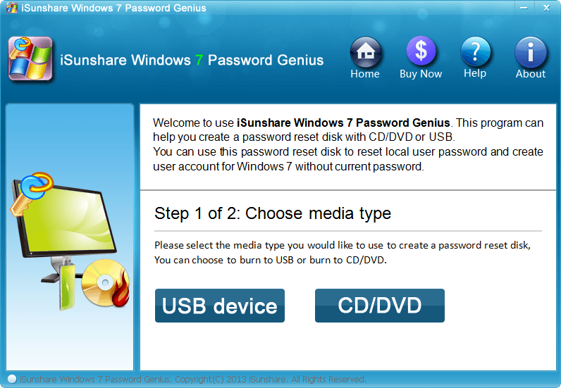 iSunshare Windows 7 Password Genius Screenshot