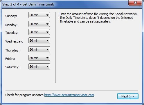 Set Daily Time Limits Screen