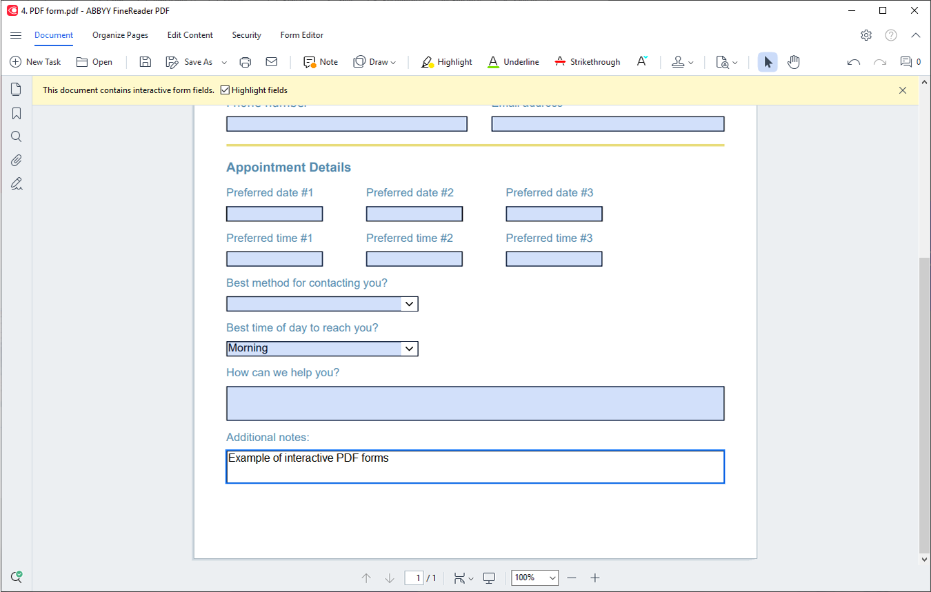 Create fillable PDF forms
