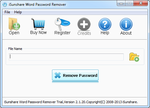 iSunshare Word Password Remover Screenshot