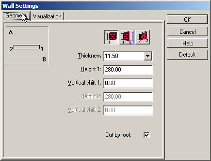 Component settings (wall)