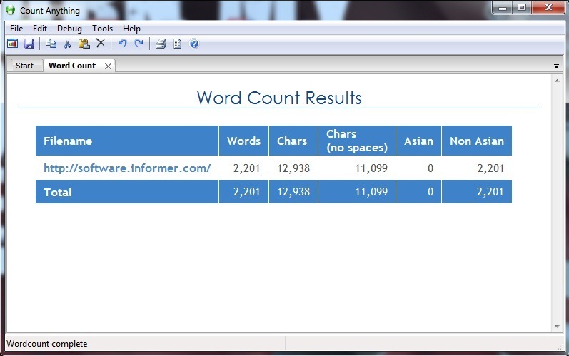 URL Word Count