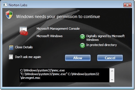 Permission screen