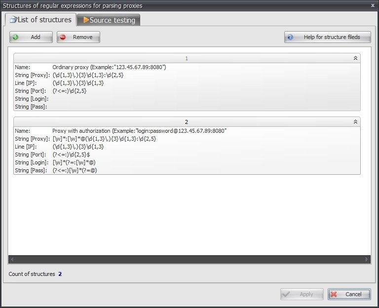 Structures of Regular Expressions