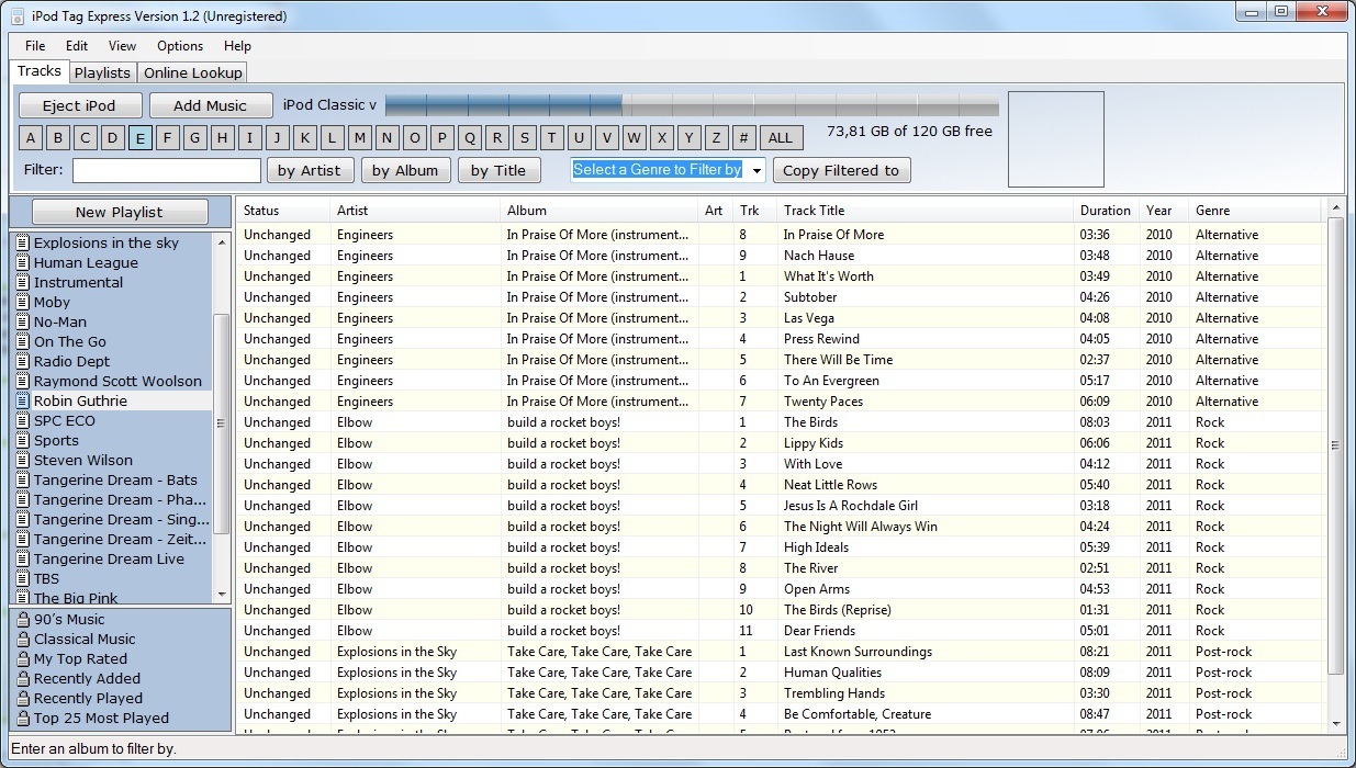 Main Interface - Tracks List