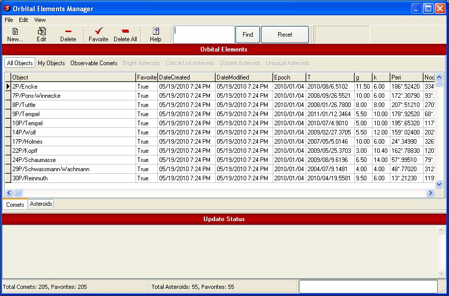 Orbital Elements Manager