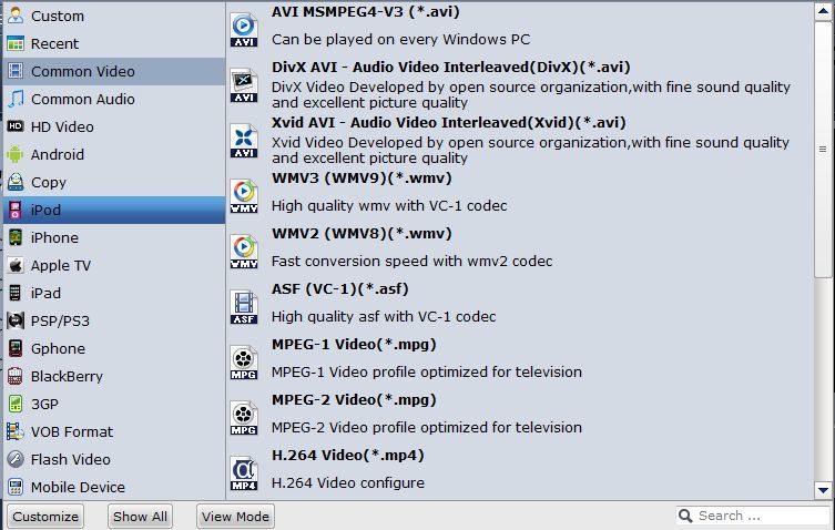 Output formats