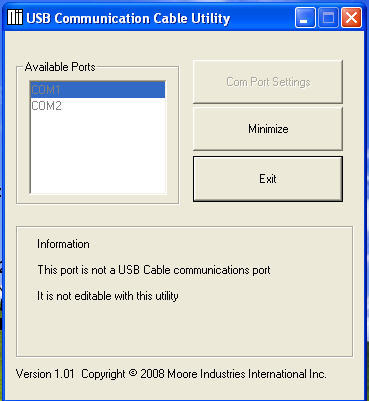 MII USB Comm Cable Utility